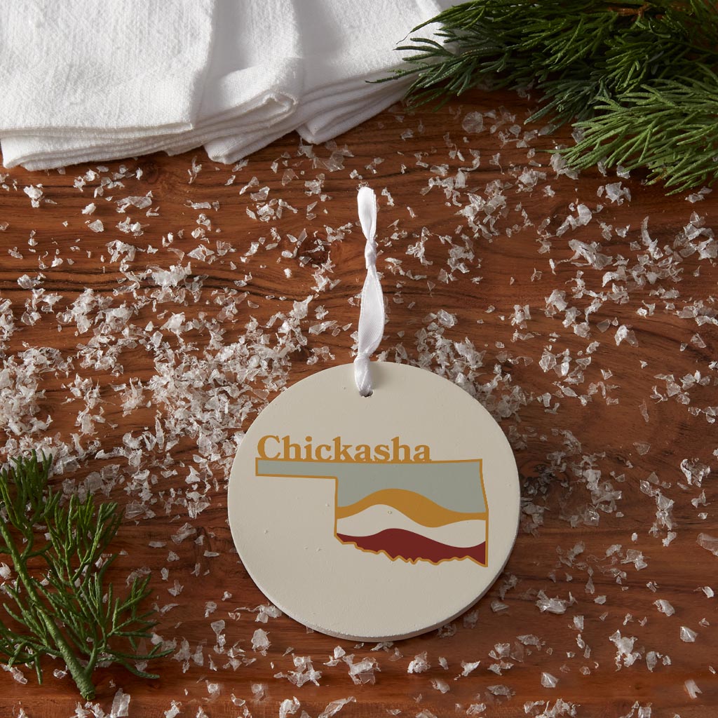 Modern Minimalist Oklahoma State Chickasha| Wood Ornament | Eaches | Min 6