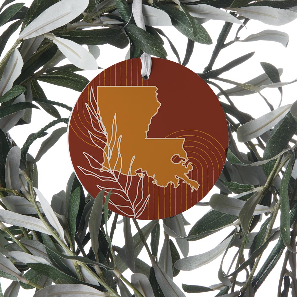 Modern Minimalist Louisiana State Shape With Leaf| Wood Ornament | Eaches | Min 6