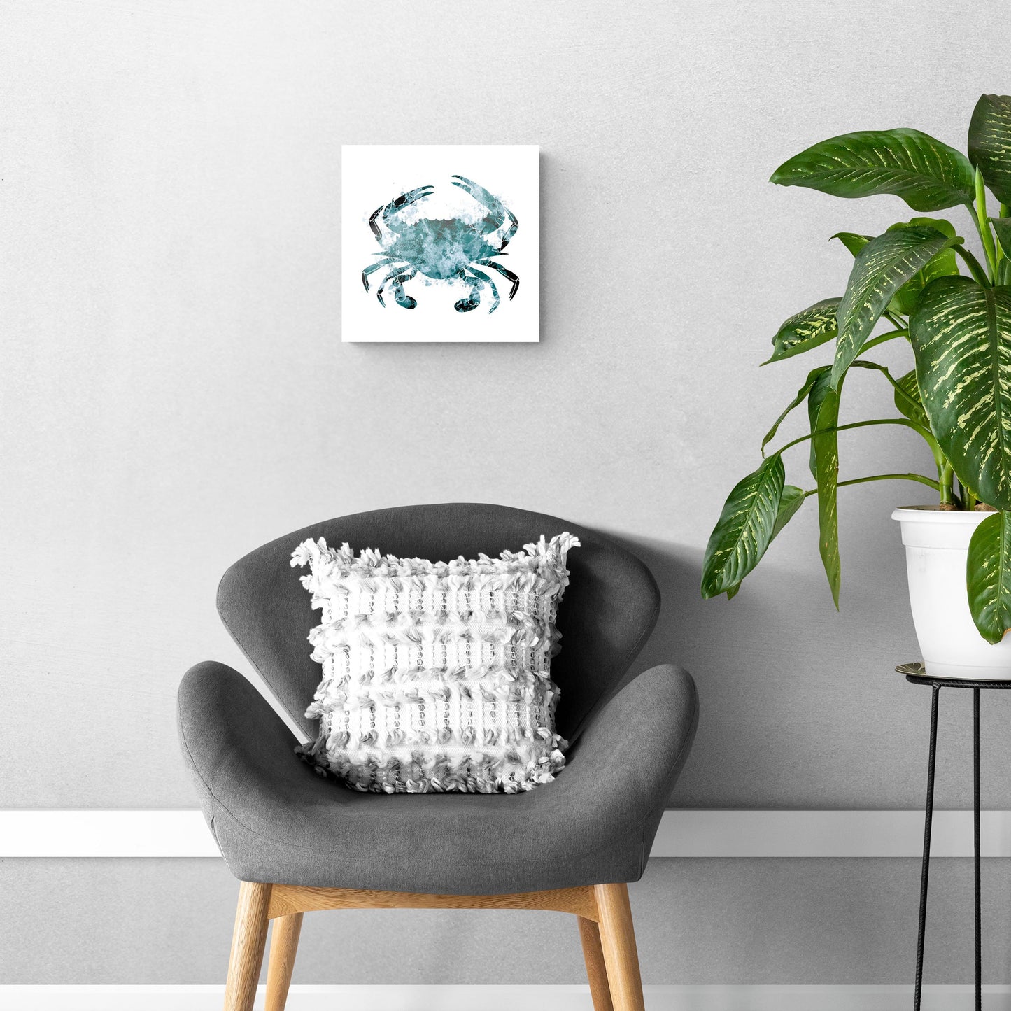 Blue White Water Color Blue Crab | Hi-Def Glass Art | Eaches | Min 1