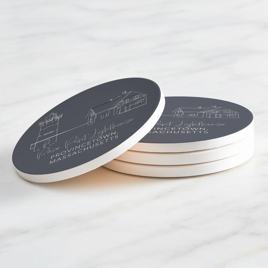 Race Point Lighthouse Muted Coastal | Absorbent Coasters | Set of 4 | Min 2