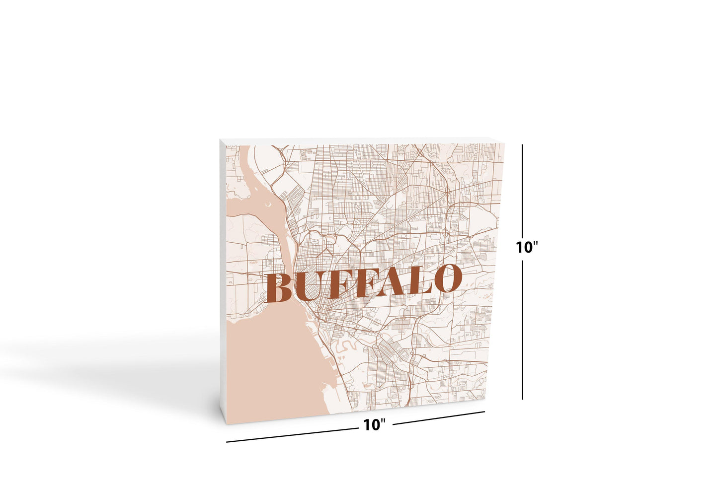 Modern Minimalist New York Buffalo Map | Wood Block | Eaches | Min 2