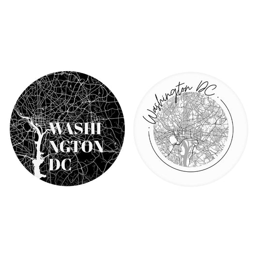 Minimalistic B&W Washington Dc Maps | Absorbent Car Coasters | Set of 2 | Min 4
