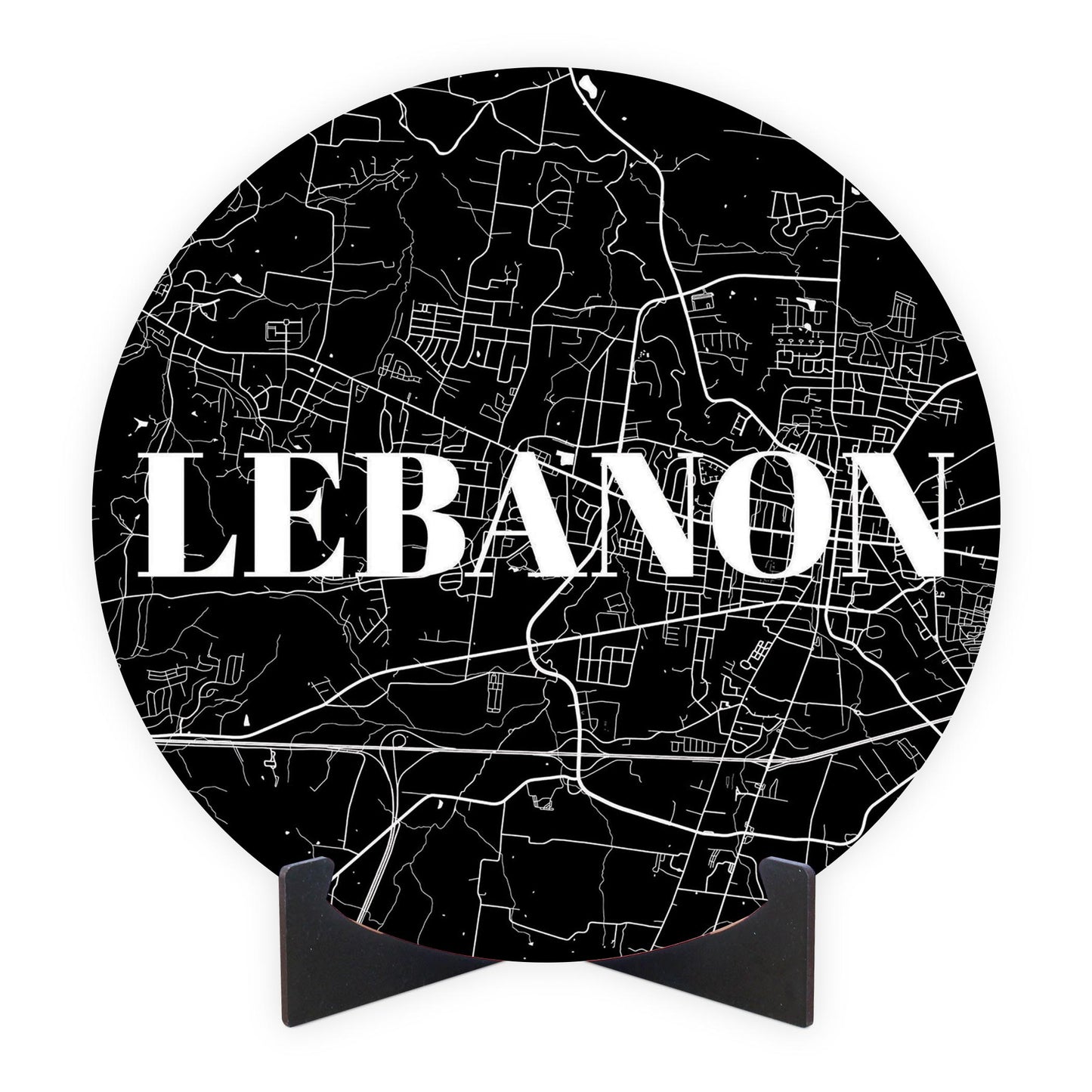 Minimalist B&W Tennessee Lebanon Map | Wood Sign | Eaches | Min 1