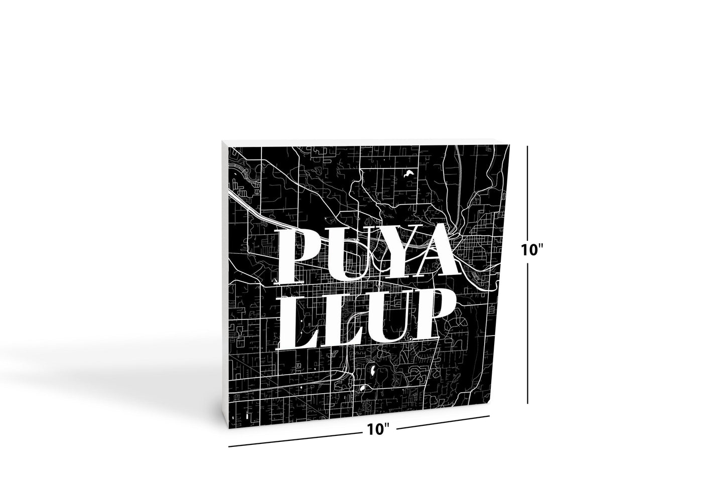 Minimalistic B&W Washington Puyallup Map | Wood Block | Eaches | Min 2