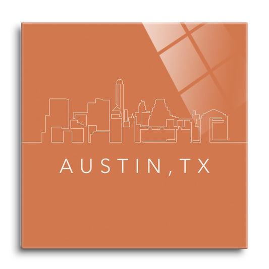 Modern Minimalist Texas Austin Skyline | Hi-Def Glass Art | Eaches | Min 1