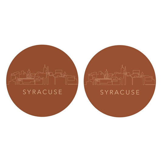 Modern Minimalist New York Syracuse Skyline | Absorbent Car Coasters | Set of 2 | Min 4