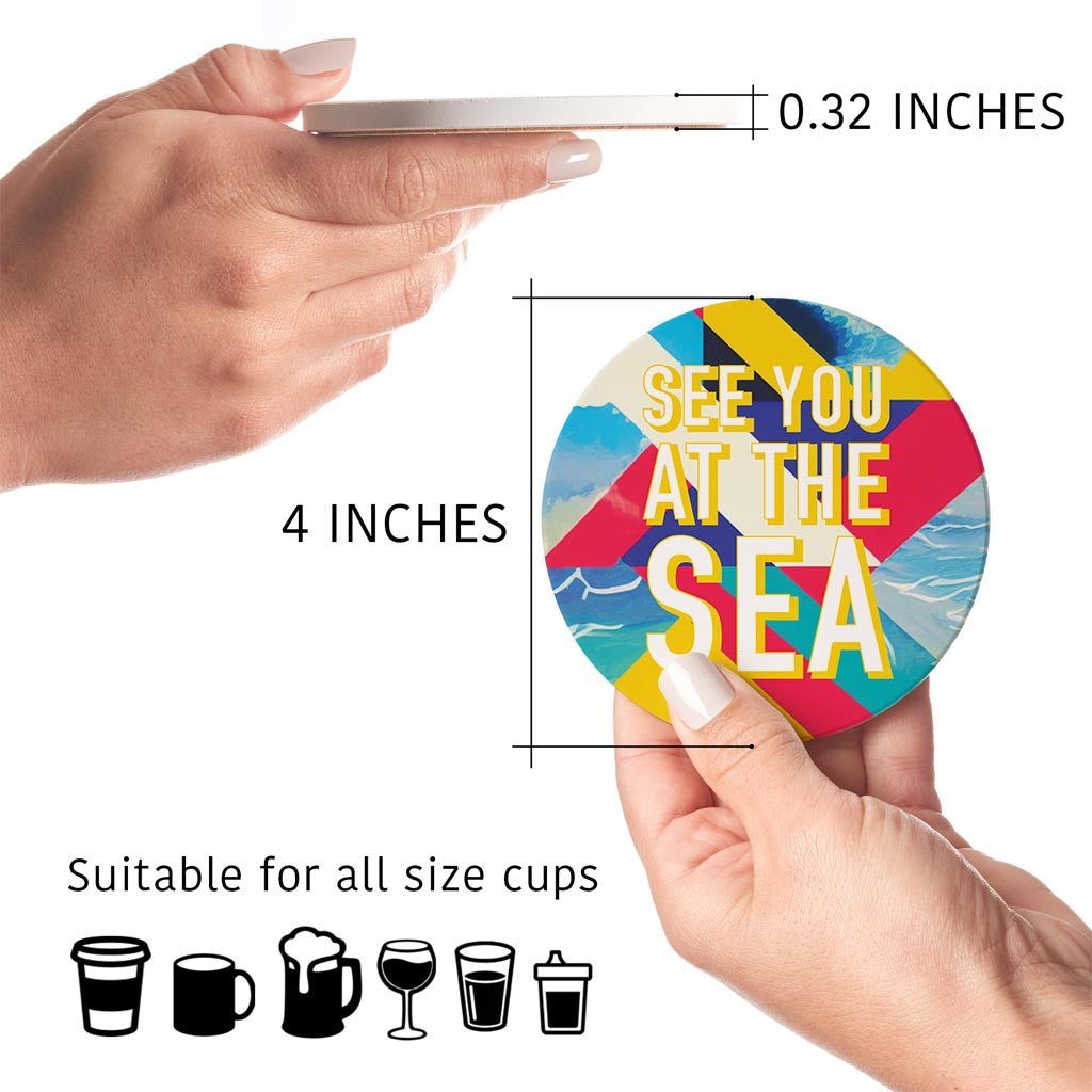 See You At The Sea | Absorbent Coasters | Set of 4 | Min 2