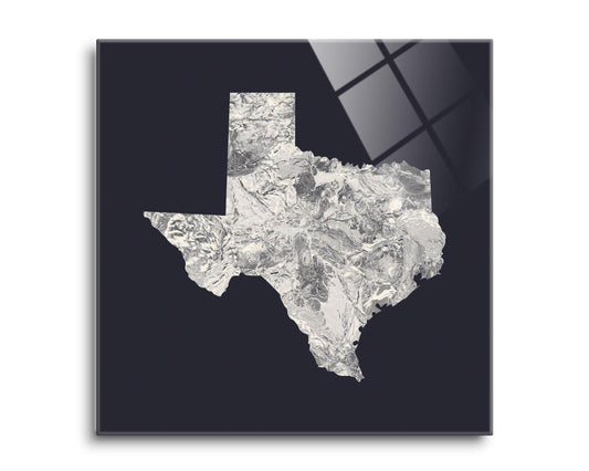 Modern Minimalist Texas Metal State Shape | Hi-Def Glass Art | Eaches | Min 2