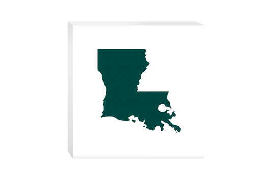 Blue White Louisiana State Shape | Wood Block | Eaches | Min 2