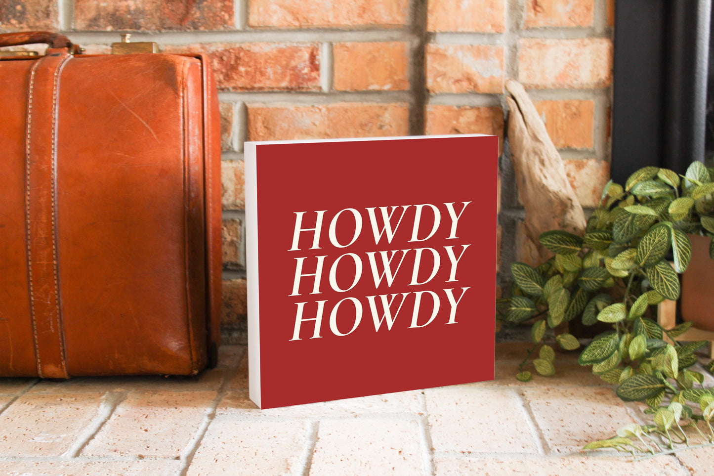 Modern Minimalist Texas Colors Howdy | Wood Block | Eaches | Min 2
