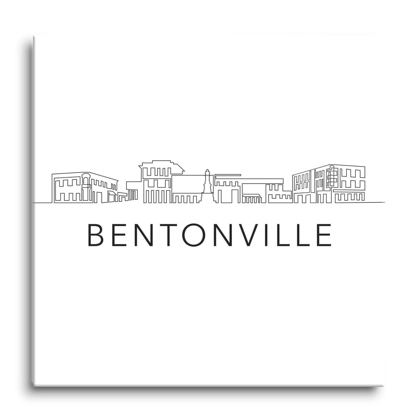 Minimalist B&W Arkansas Bentonville Skyline | Hi-Def Glass Art | Eaches | Min 1