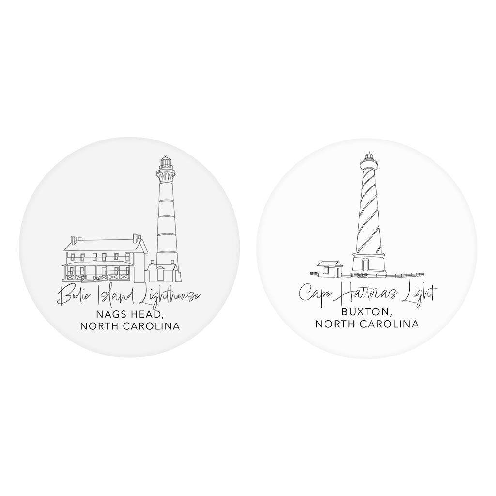 North Carolina Lighthouses | Absorbent Car Coasters | Set of 2 | Min 4