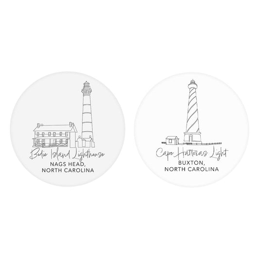 North Carolina Lighthouses | Absorbent Car Coasters | Set of 2 | Min 4