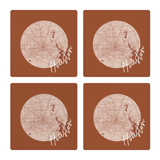 Modern Minimalist Houston Texas Map | Absorbent Coasters | Set of 4 | Min 2