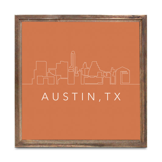 Modern Minimalist Texas Austin Skyline | Wood Sign | Eaches | Min 1
