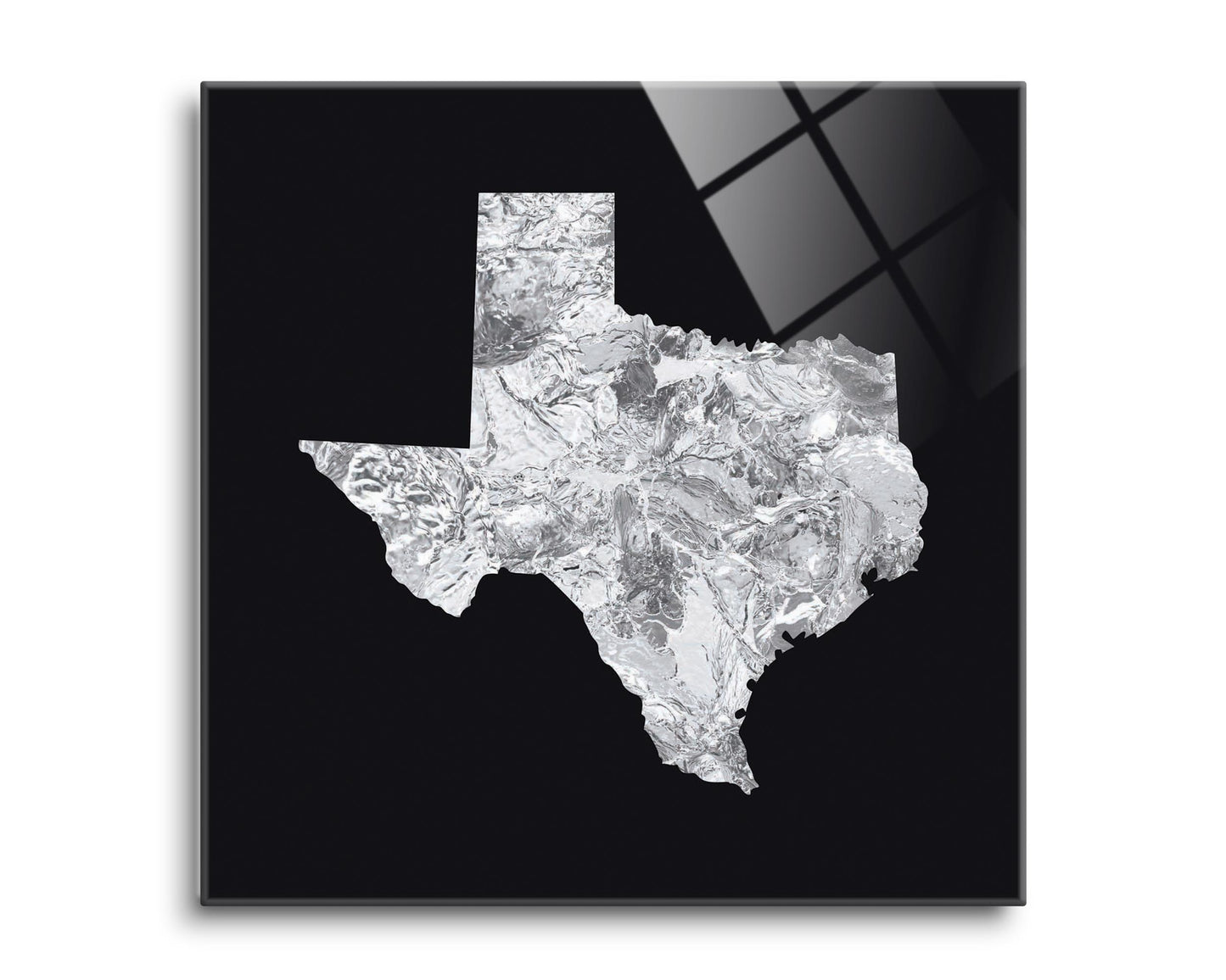 Minimalistic B&W Texas Metal State Shape | Hi-Def Glass Art | Eaches | Min 2