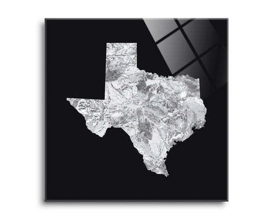 Minimalistic B&W Texas Metal State Shape | Hi-Def Glass Art | Eaches | Min 2