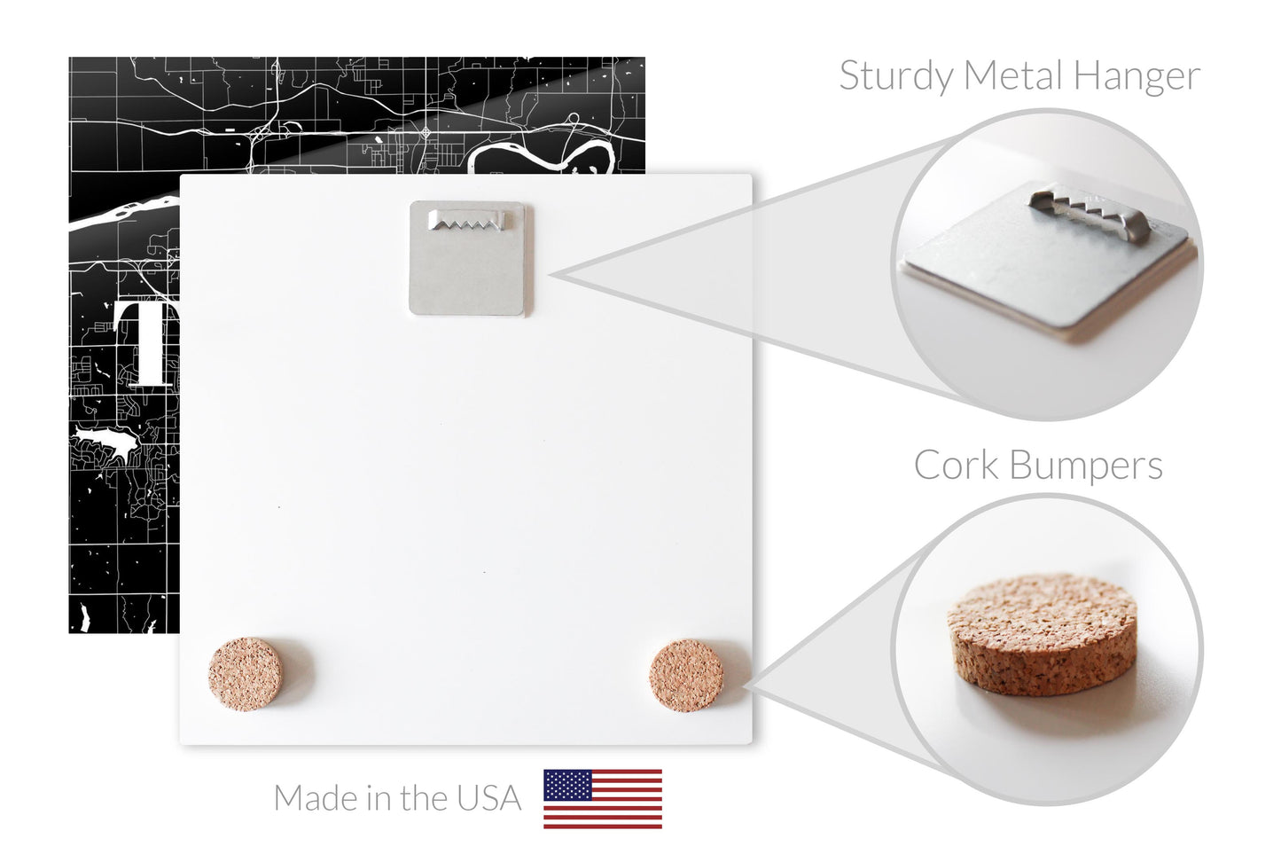 Minimalist B&W Kansas Topeka Map | Hi-Def Glass Art | Eaches | Min 2