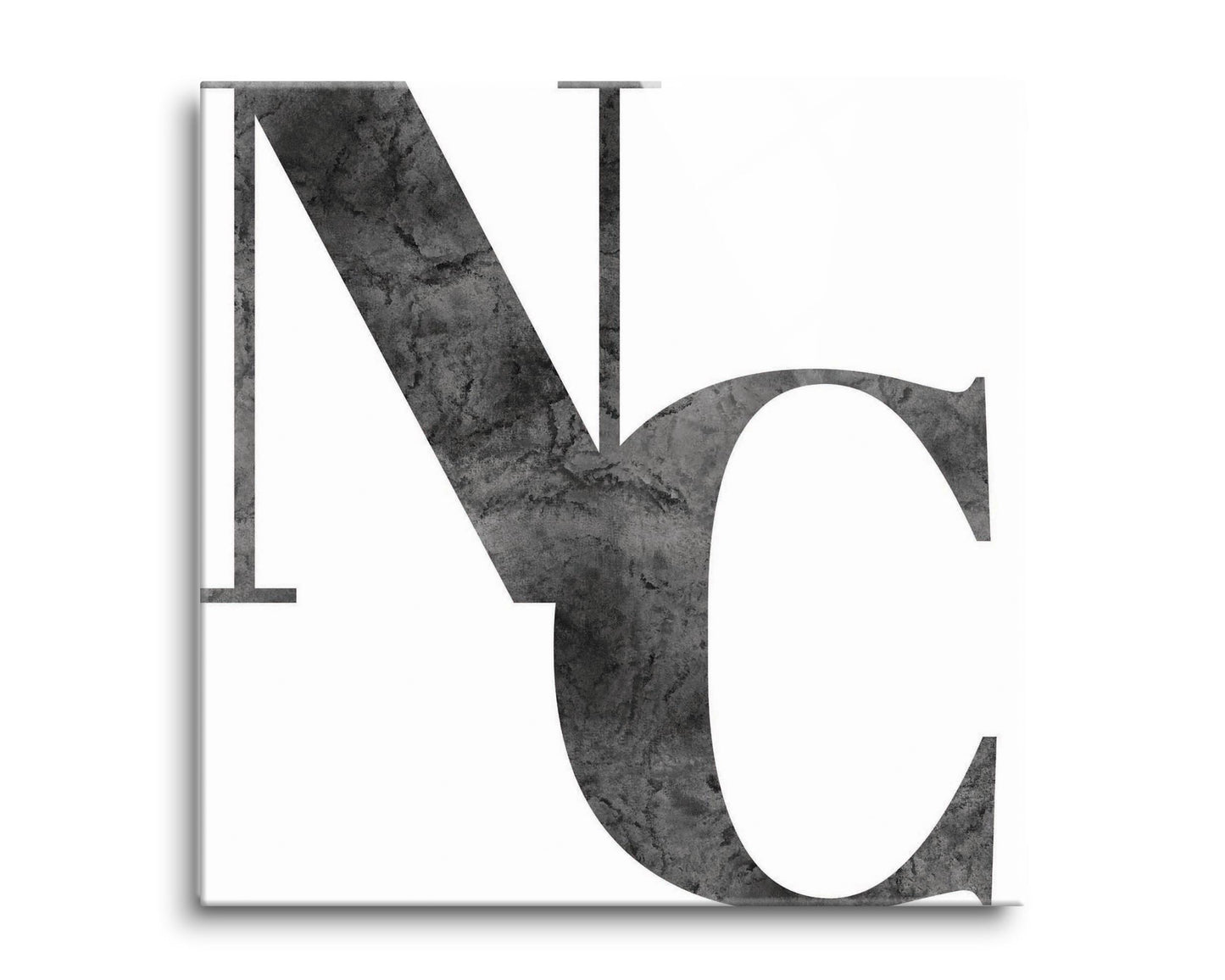 Minimalistic B&W North Carolina White Initials | Hi-Def Glass Art | Eaches | Min 2