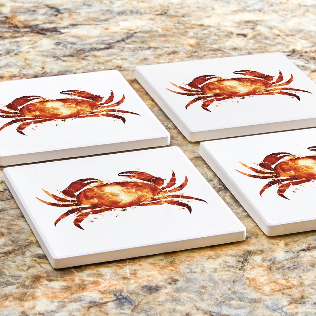 East Coast Water Color Crab | Absorbent Coasters | Set of 4 | Min 2