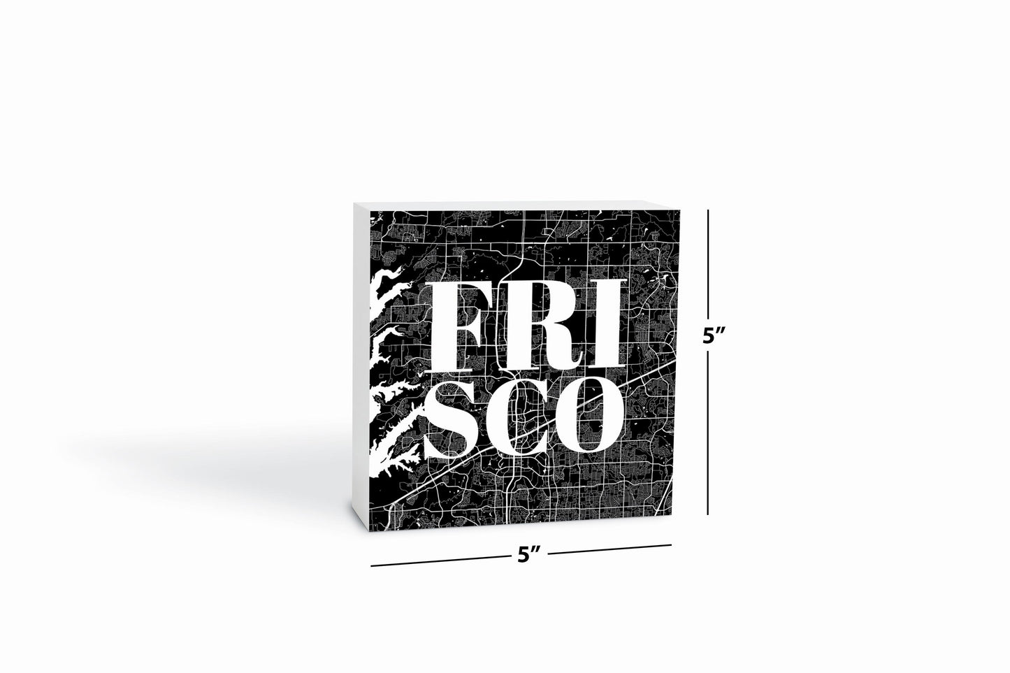 Minimalistic B&W Texas Frisco Map | Wood Block | Eaches | Min 4