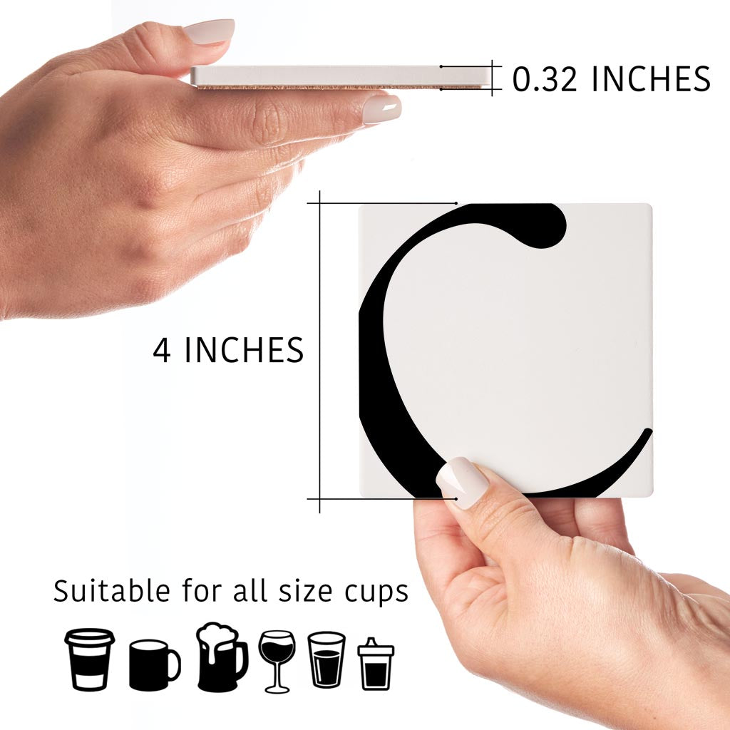 Minimal Monogram C | Absorbent Coasters | Set of 4 | Min 2