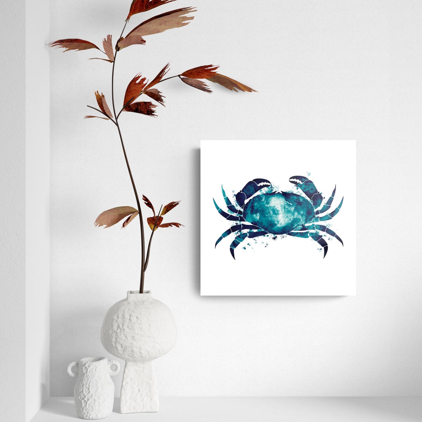 New England Water Color Crab | Hi-Def Glass Art | Eaches | Min 2