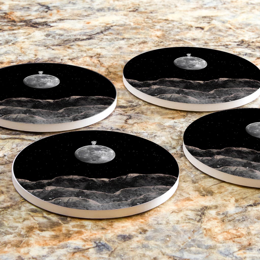 Tiny Moon Man | Absorbent Coasters | Set of 4 | Min 2