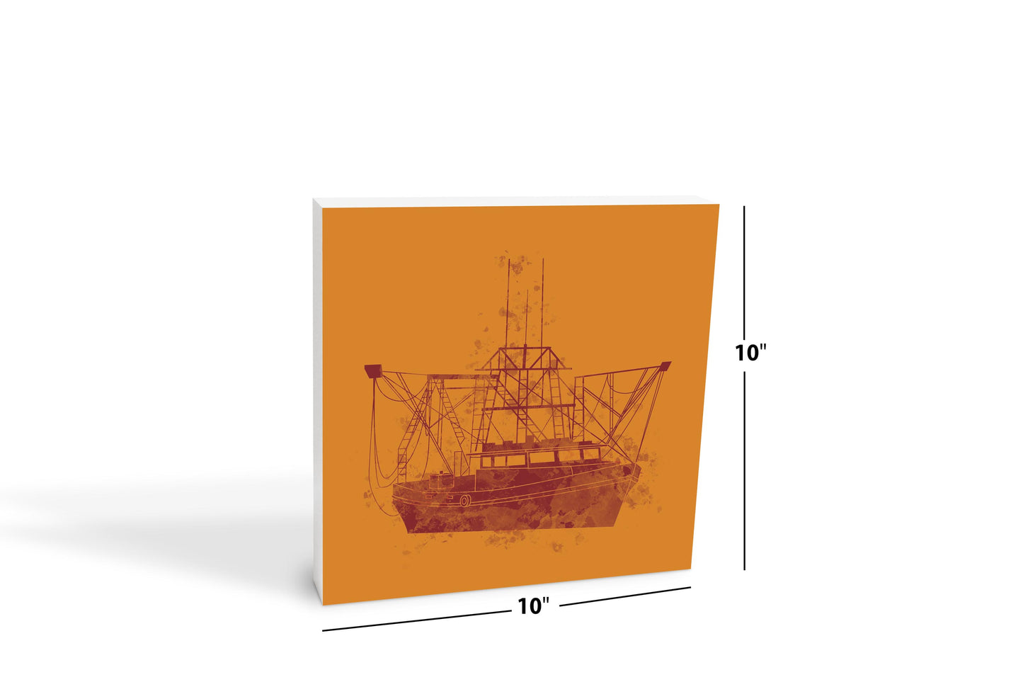 Louisiana Colorful Water Color Shrimp Boat | Wood Block | Eaches | Min 2