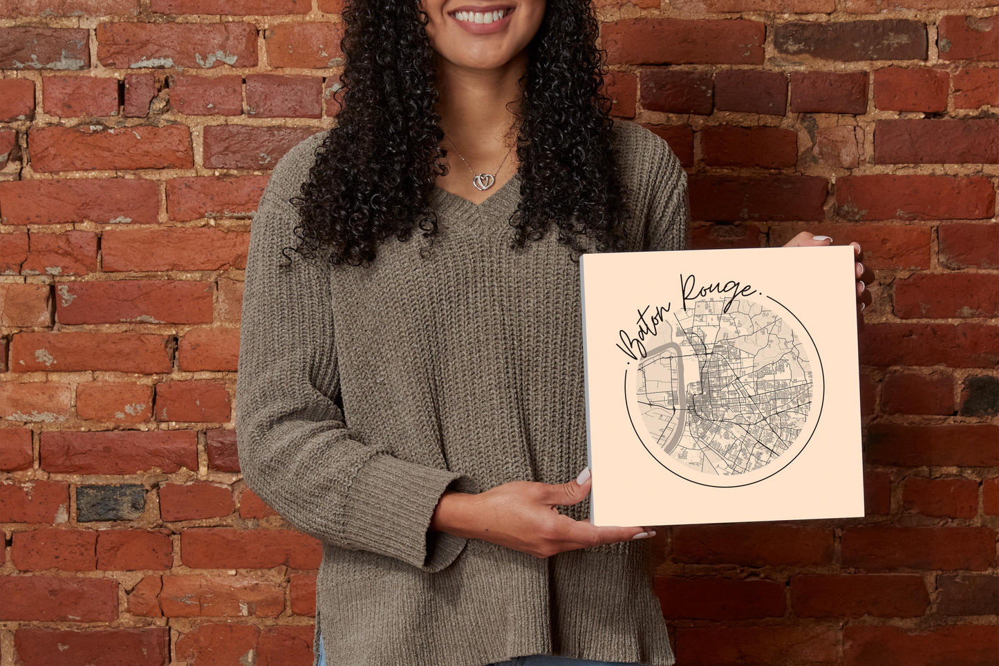 Louisiana Colorful Baton Rouge Circle Map | Wood Block | Eaches | Min 2