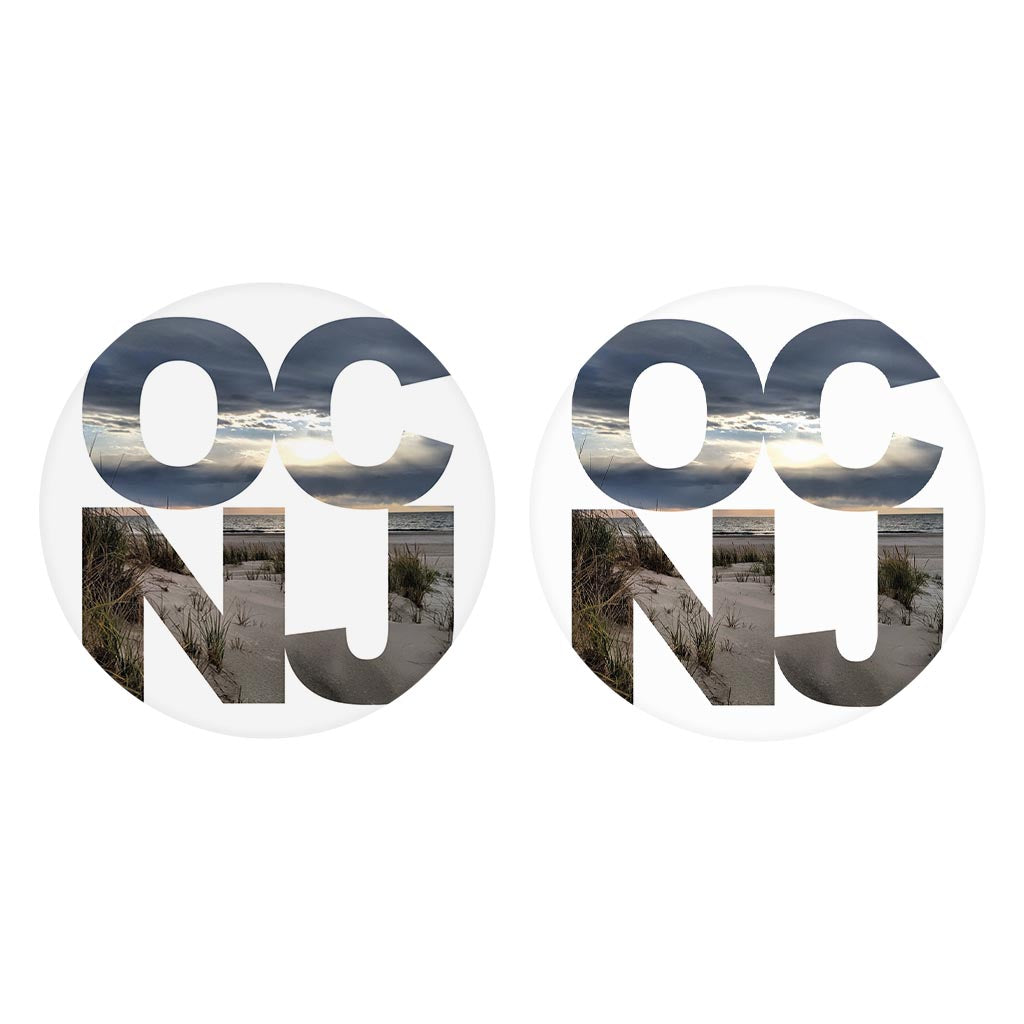 OCNJ Photo With Text | Absorbent Car Coasters | Set of 2 | Min 4