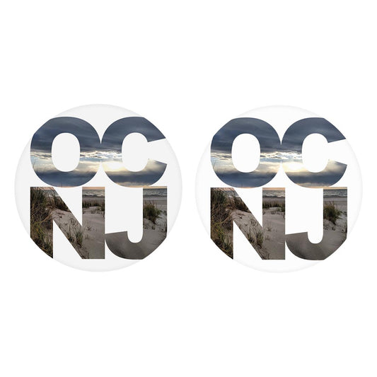 OCNJ Photo With Text | Absorbent Car Coasters | Set of 2 | Min 4