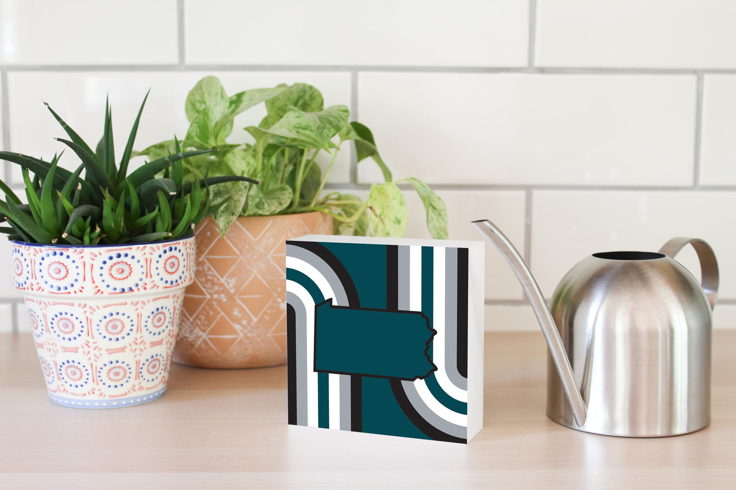 Modern Minimalist Pennsylvania Retro Shape | Wood Block | Eaches | Min 4