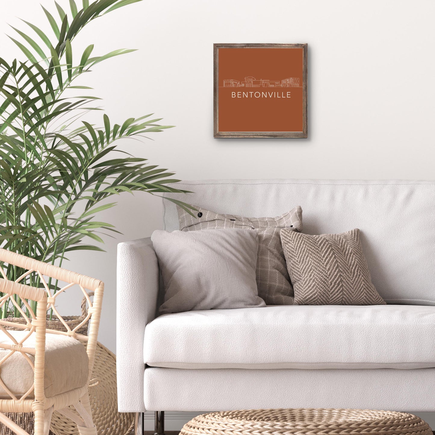 Modern Minimalist Arkansas Bentonville Skyline | Wood Sign | Eaches | Min 1