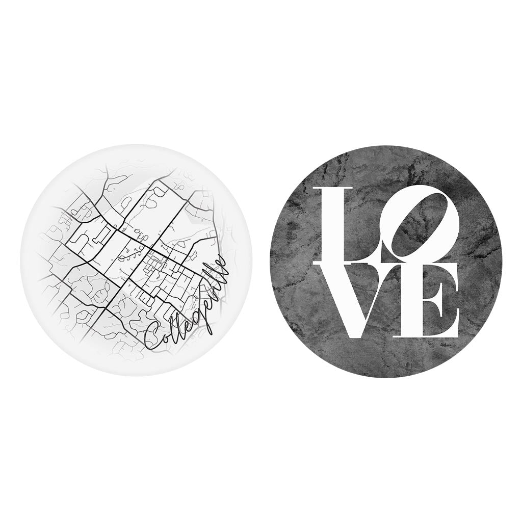 Minimalistic B&W Pennsylvania Collegeville Circle Love| Absorbent Car Coasters | Set of 2 | Min 4