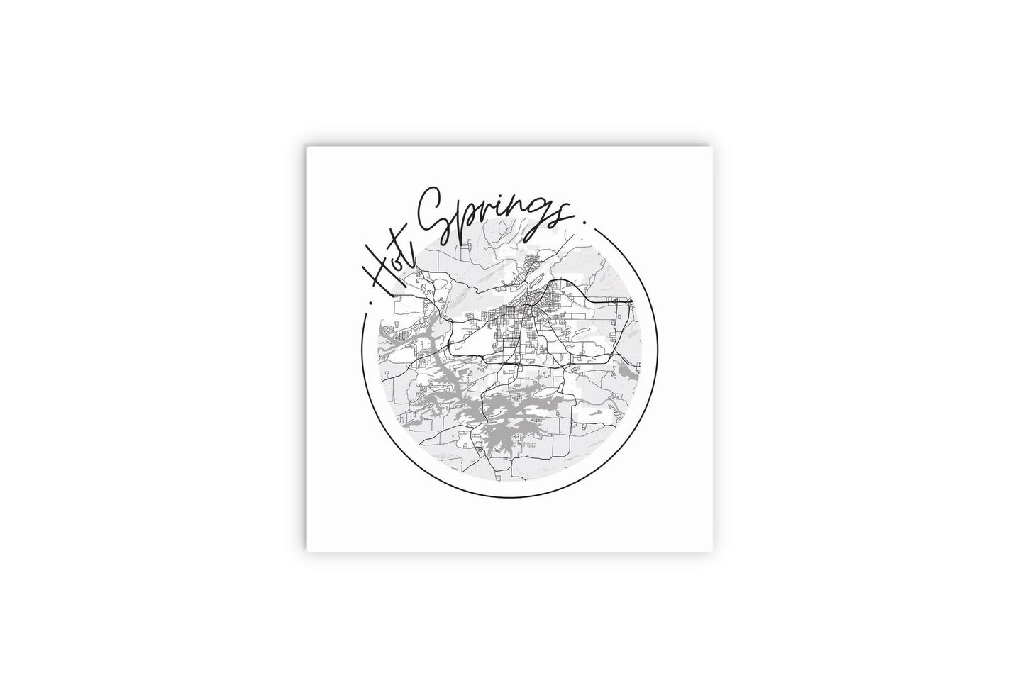 B&W Minimalist Arkansas Hot Springs Circle Map | Wood Sign | Eaches | Min 2