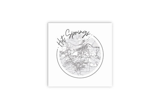B&W Minimalist Arkansas Hot Springs Circle Map | Wood Sign | Eaches | Min 2