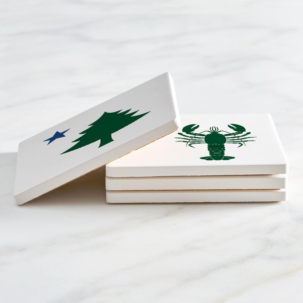 New England Star With Icons | Absorbent Coasters | Set of 4 | Min 2