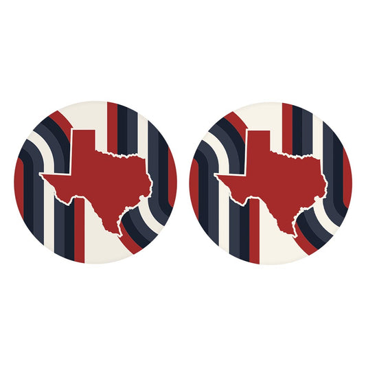 Modern Minimalist Texas Colors Retro Shape| Absorbent Car Coasters | Set of 2 | Min 4