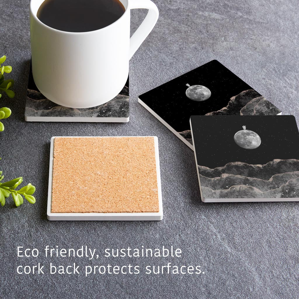 Tiny Moon Man | Absorbent Coasters | Set of 4 | Min 2