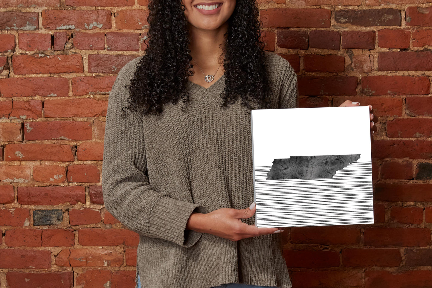 Minimalist B&W Tennessee State With Straight Lines | Wood Block | Eaches | Min 2