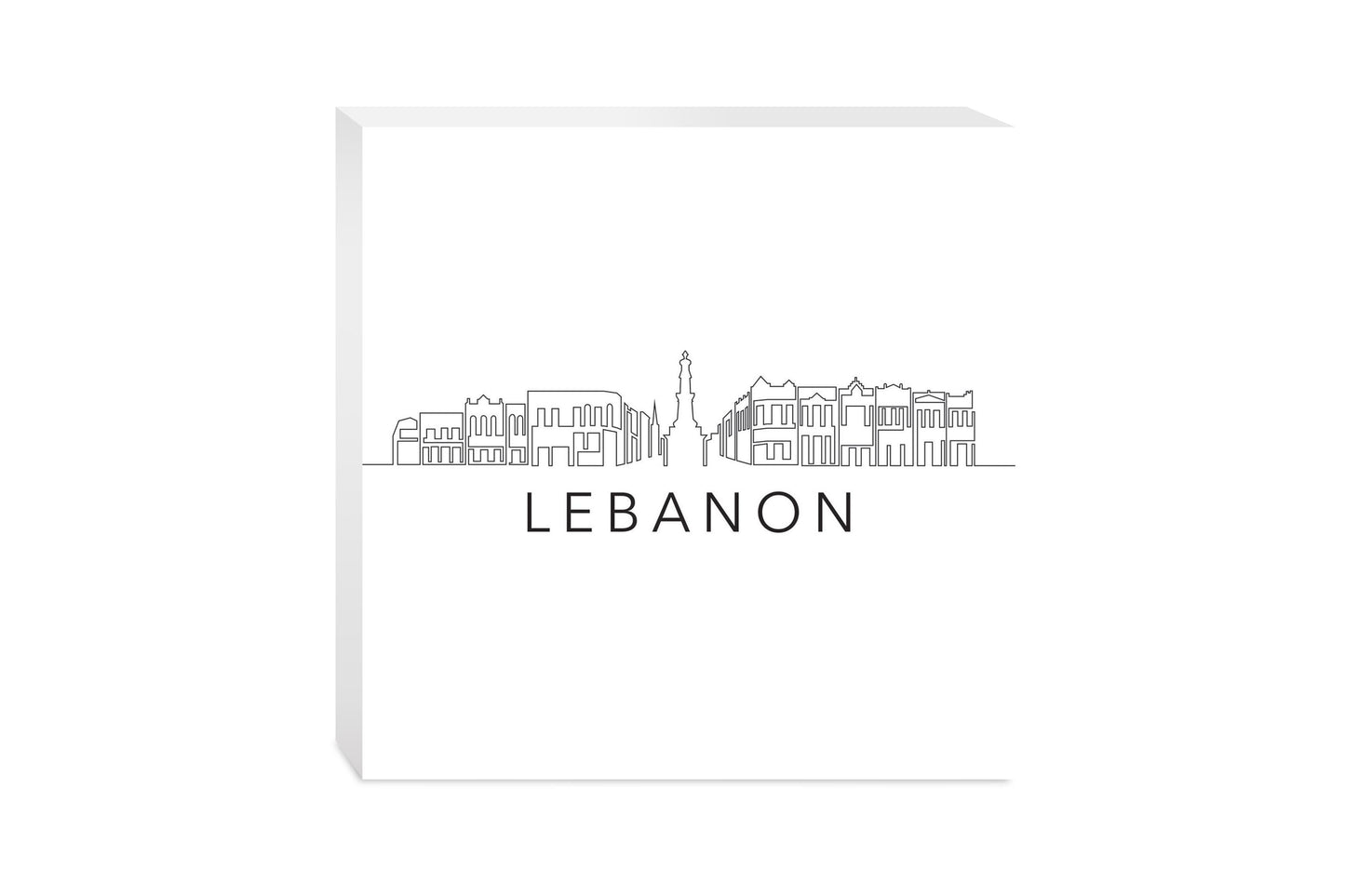 Minimalist B&W Tennessee Lebanon Skyline | Wood Block | Eaches | Min 2