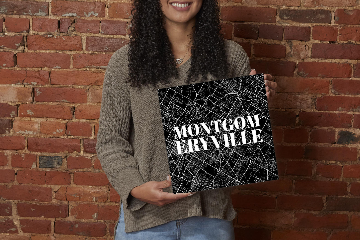Minimalistic B&W Pennsylvania Montgomeryville Map | Wood Sign | Eaches | Min 2