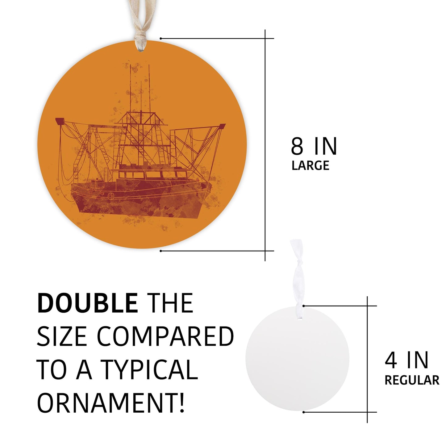 Louisiana Colorful Water Color Shrimp Boat | Wood Ornament | Eaches | Min 1
