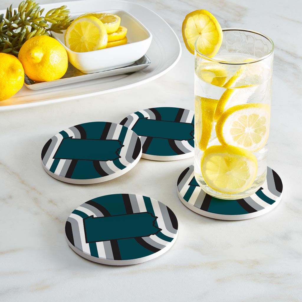 Modern Minimalist Pennsylvania Retro Shape | Absorbent Coasters | Set of 4 | Min 2