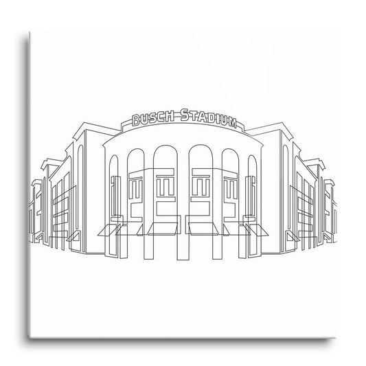 Minimalist B&W Missouri Busch Stadium Line Drawing | Hi-Def Glass Art | Eaches | Min 1