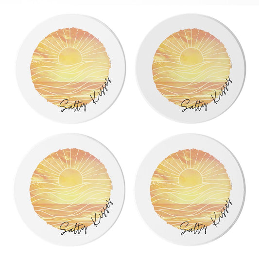 Salty Kisses Orange Art | Absorbent Coasters | Set of 4 | Min 2