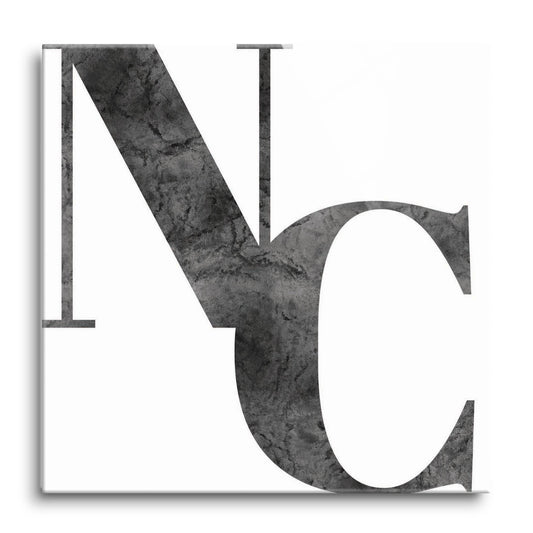 Minimalistic B&W North Carolina White Initials | Hi-Def Glass Art | Eaches | Min 1