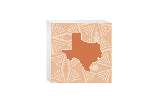 Modern Minimalist Texas State Shape With Pattern | Wood Block | Eaches | Min 4