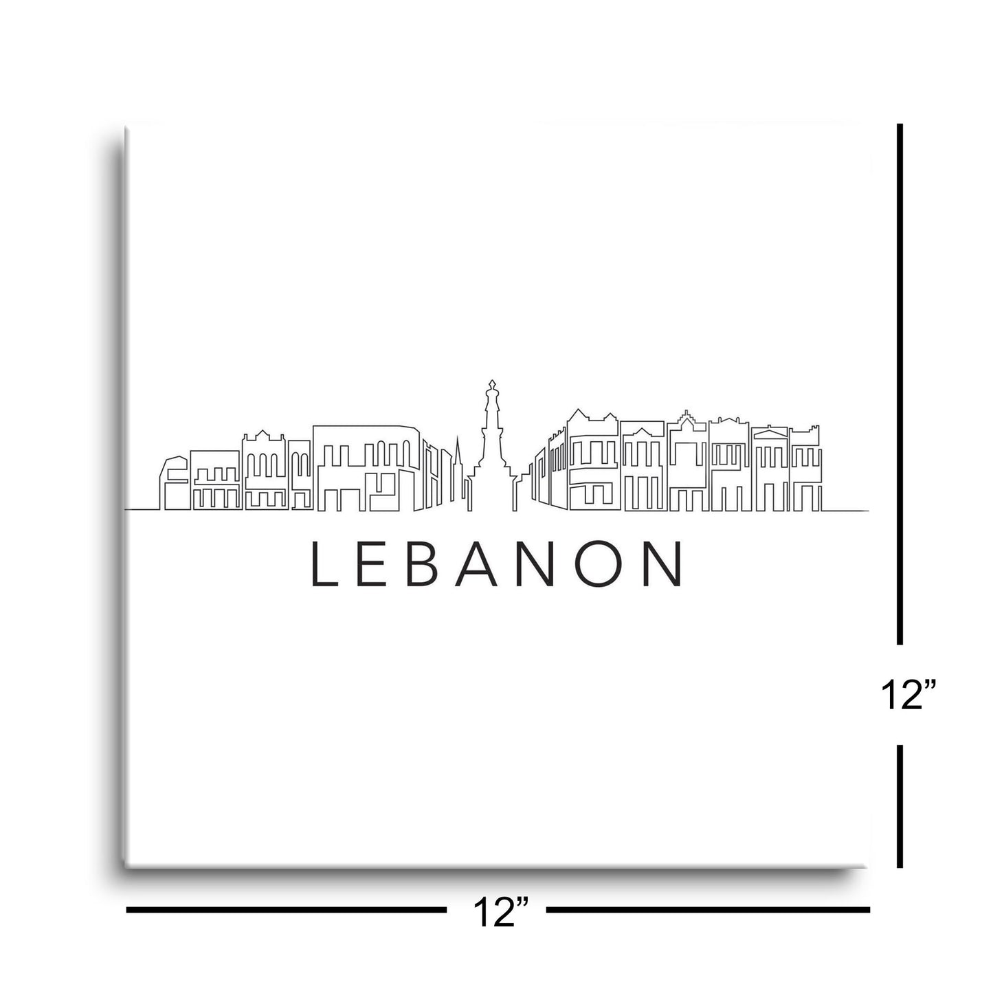 Minimalist B&W Tennessee Lebanon Skyline | Hi-Def Glass Art | Eaches | Min 1